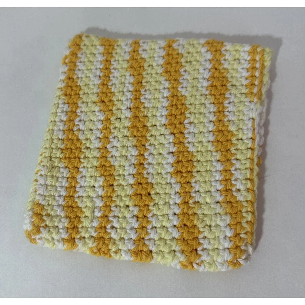 Lot of 7 Crochet Trivets that form a bacon cheeseburger, lettuce, tomato, bun
